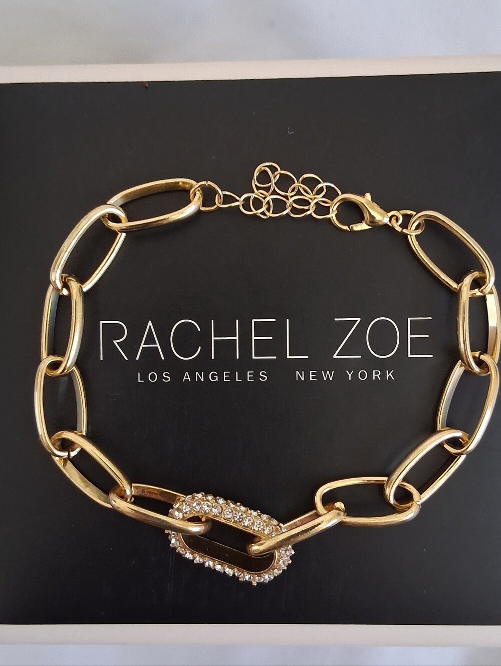 RACHEL ZOE GOLD PLATED CRYSTALl LINK BRACELET